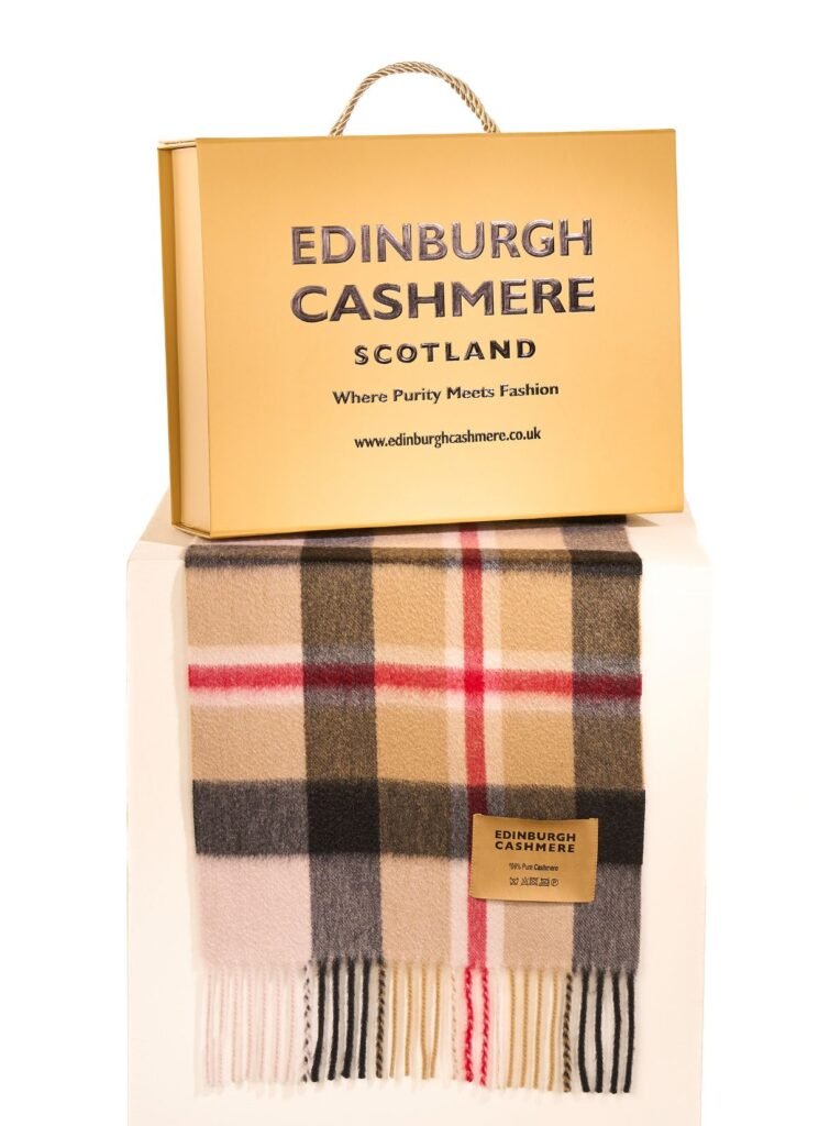 Edinburgh Cashmere DC Scott Cashmere Scarf signature gift box